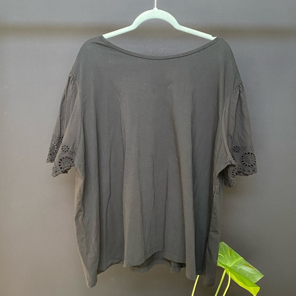 Black Eyelet Sleeve Tee - Picture 2 of 5